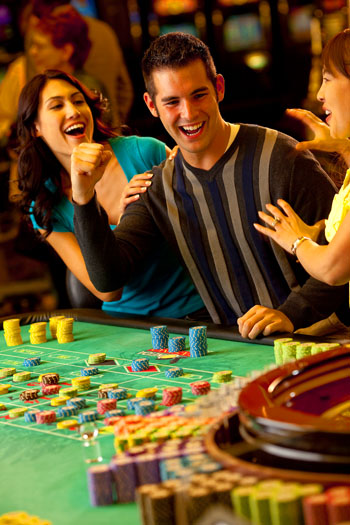Excitement at a craps table for a Wisconsin casino.