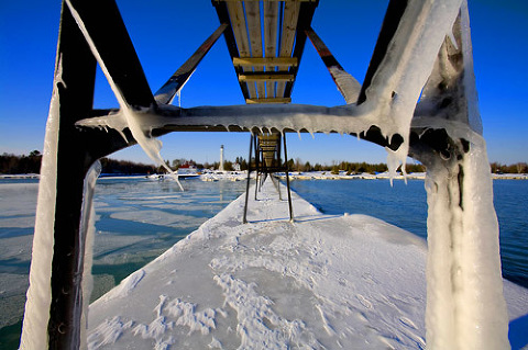 Winter at the Sturgeon Bay Canal Lighthouse in Door County, Wisconsi