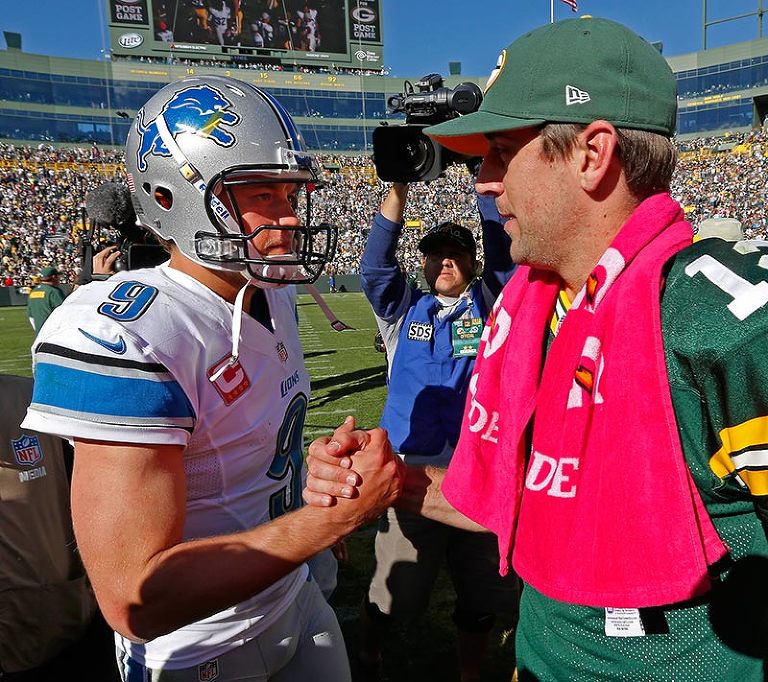NFL quarterbacks shake hands