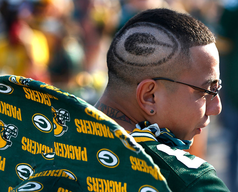 Jesus Rosas shows off his Packers pride.