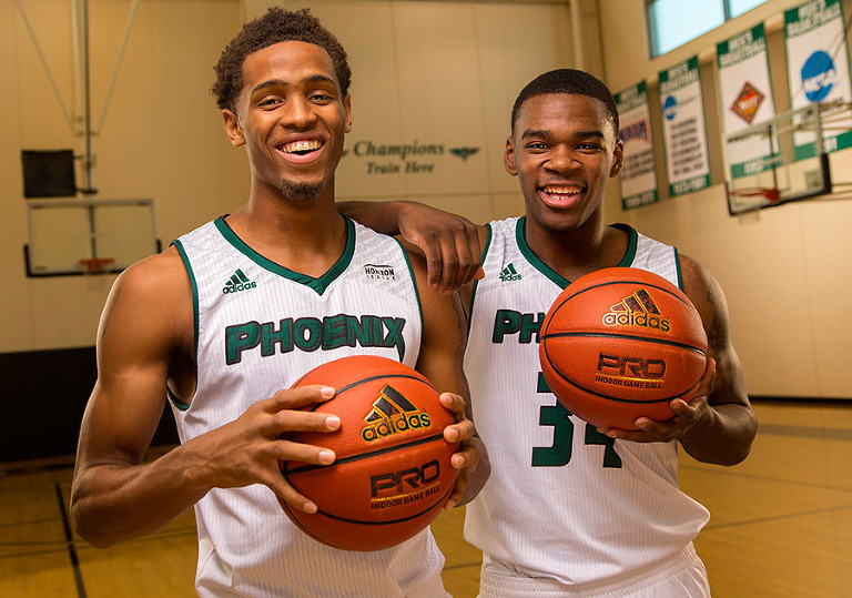 Green Bay men's basketball players Jamar Hurdle and Khalil Small.