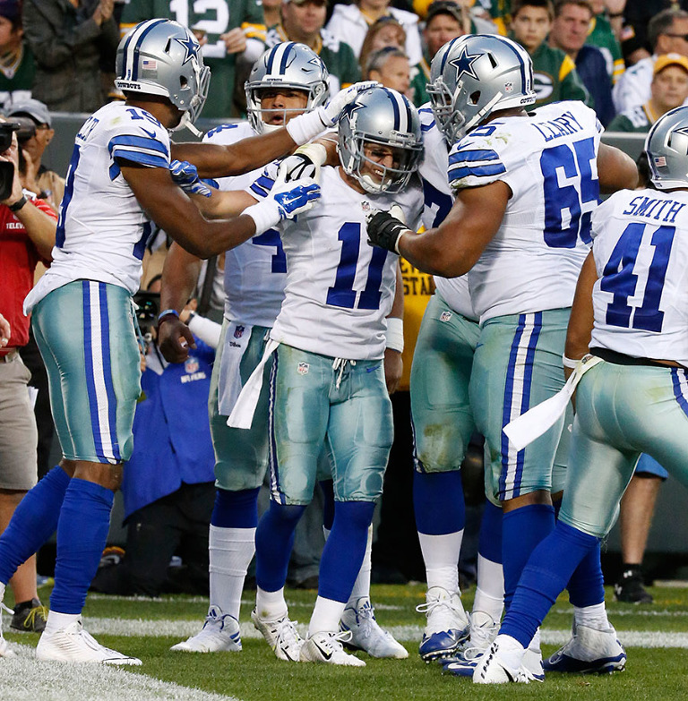 Dallas Cowboys wide receiver Cole Beasley celebrates a touchdown.
