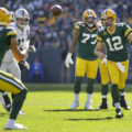 27 Packers Aaron Rodgers throws